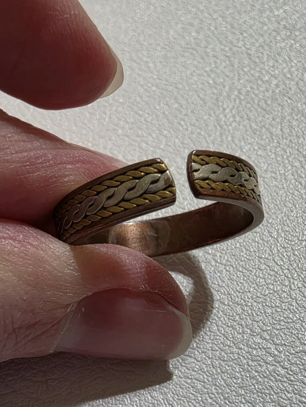 Two-Tone Braided Adjustable Copper Magnetic Ring